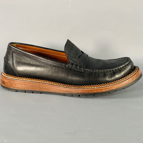 LOUIS VUITTON Size 7.5 Black Leather Penny Loafers