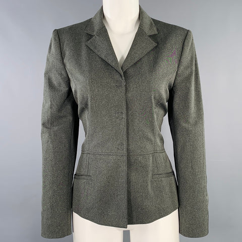 PRADA Size 6 Grey Charcoal Polyester Blend Snaps Jacket Blazer