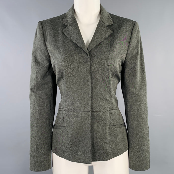 PRADA Size 6 Grey Charcoal Polyester Blend Snaps Jacket Blazer