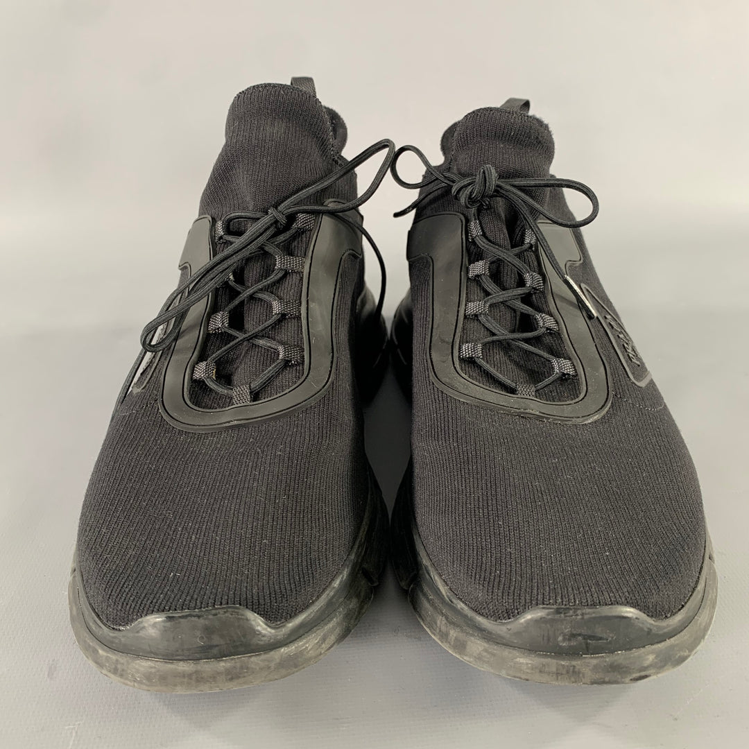 PRADA Size 9 Black Logo Nylon Lace Sneakers