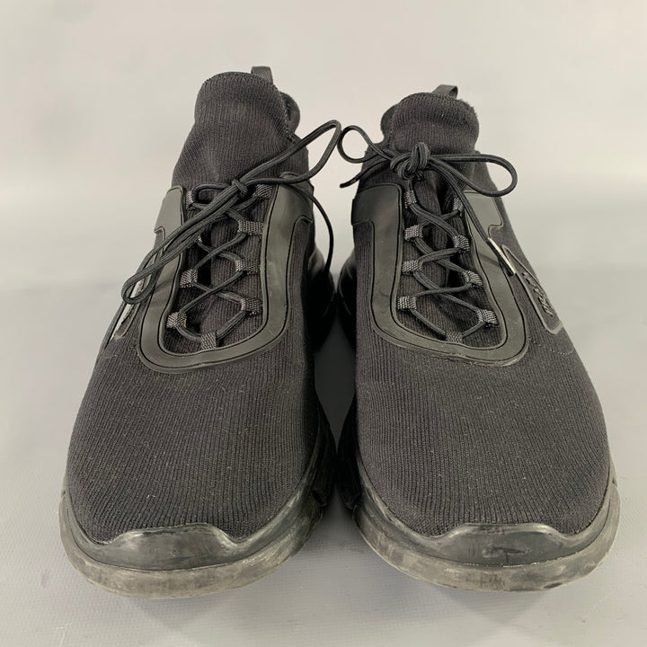 PRADA Size 9 Black Logo Nylon Lace Sneakers