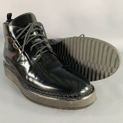 VINCE Size 11 Black Patent Leather Ankle Lace-Up Shoes