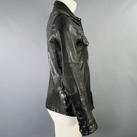 ALLSAINTS Size M -Emery- Black Leather Shirt Jacket