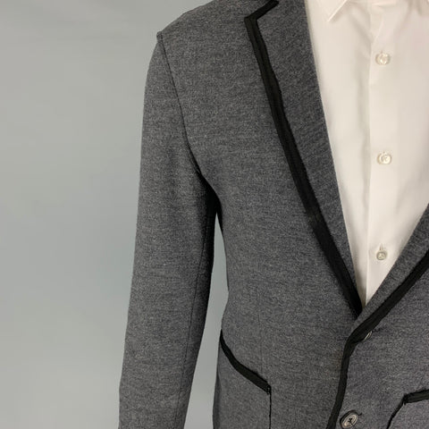 LANVIN Size 36 Dark Gray Black Heather Wool Blend Notch Lapel Sport Coat