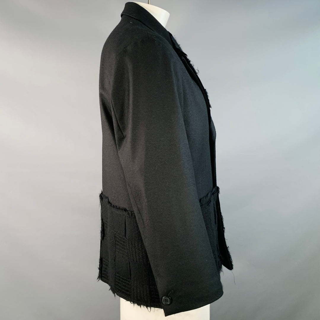 MEAGRATIA Size S Black Applique Wool Single Breasted Jacket