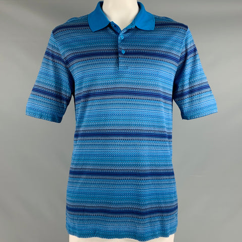 BUGATCHI UOMO Taille L Bleu Violet Motif Coton Polo Boutonné