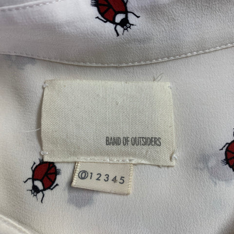 BAND OF OUTSIDERS Size 0 Cream Red Silk Lady Bug Long Sleeve Blouse