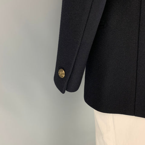 RALPH LAUREN PURPLE LABEL Size 42 Black Gold Wool Cashmere Double Breasted Coat