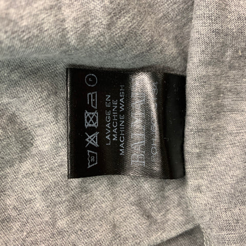 BALMAIN Talla M Camiseta gris lisa de algodón con cuello redondo