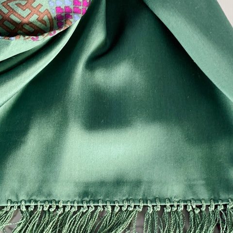 SHANGHAI TANG Green Purple Chinoiserie Silk Scarves