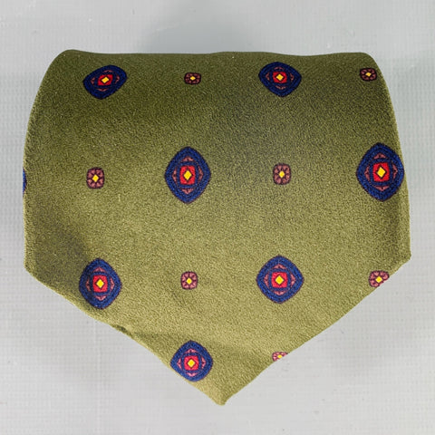 GIANNI VERSACE Green Navy Dots Silk Tie