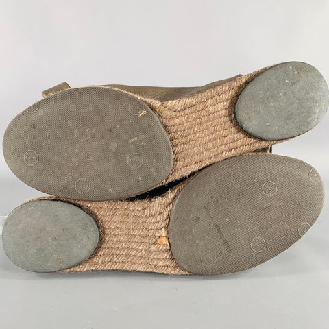 BALENCIAGA Size 8 Brown Leather Toe Ring Espadrille Sandals