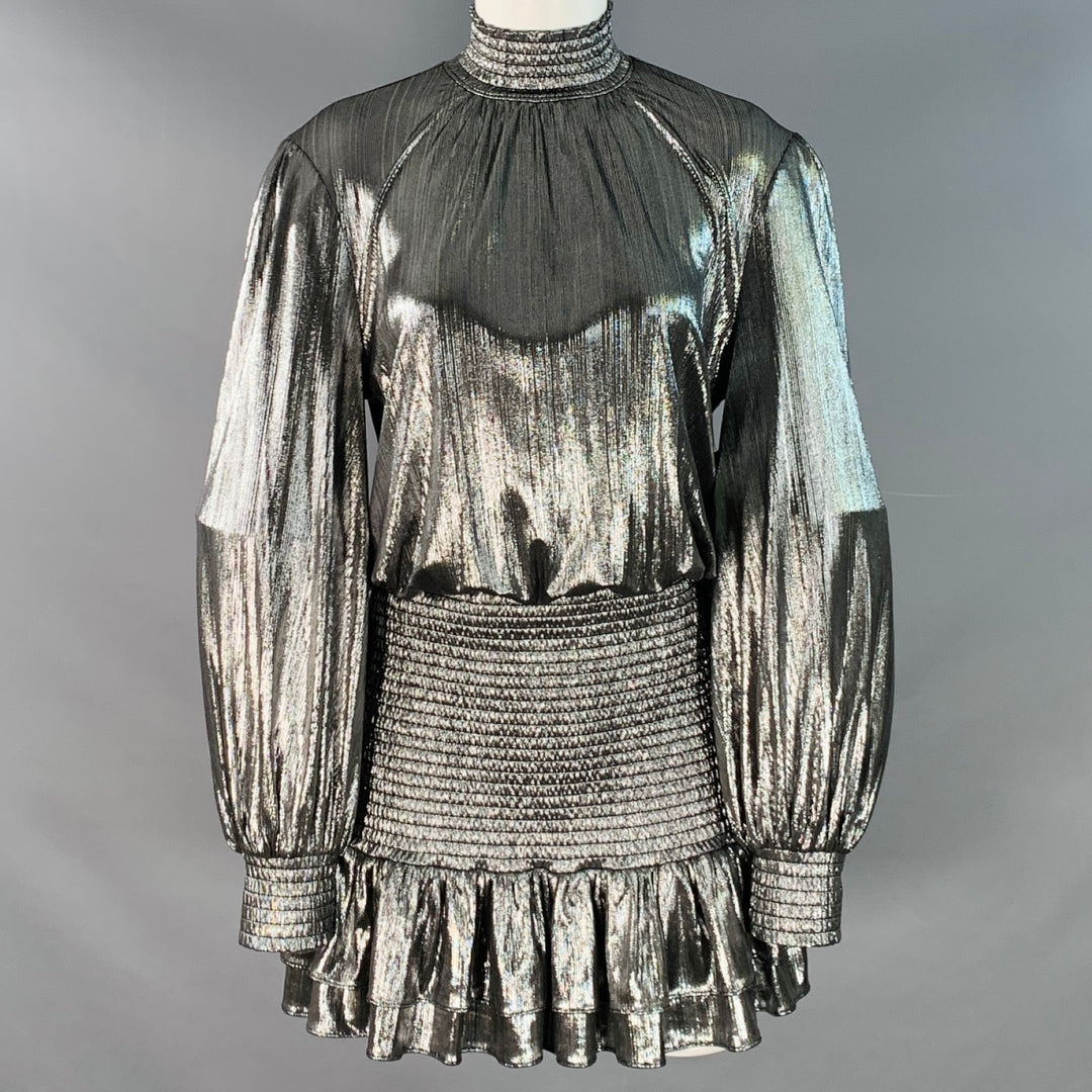 RETROFETE Size XS Piper Black Metallic Silver Polyester Blend High Nec Sui Generis Designer Consignment RETROFETE Size XS Piper Black Metallic Silver Polyester Blend High Nec Sui Generis Designer Consignment