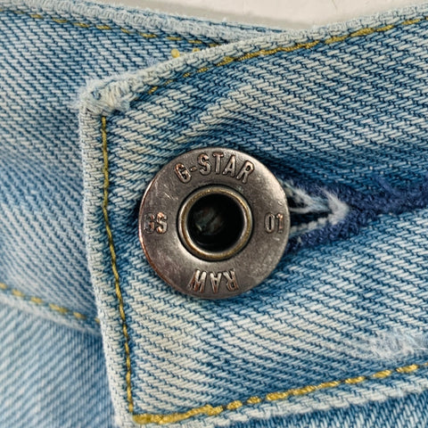 G-STAR Size 36 Blue Distressed Cotton Tapered Button Fly Jeans