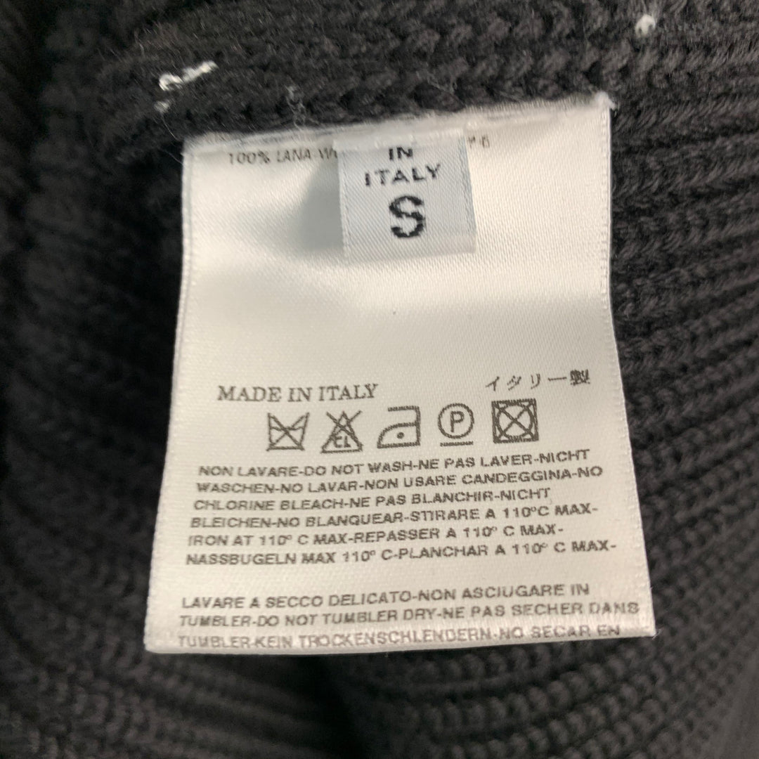 MARTIN MARGIELA Size S Black Ribbed Knit Wool Zip Up Cardigan