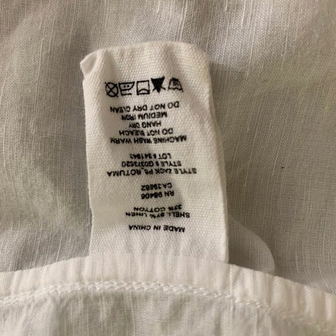 THEORY Size L White Solid Linen Blend Pointed Collar Long Sleeve Shirt