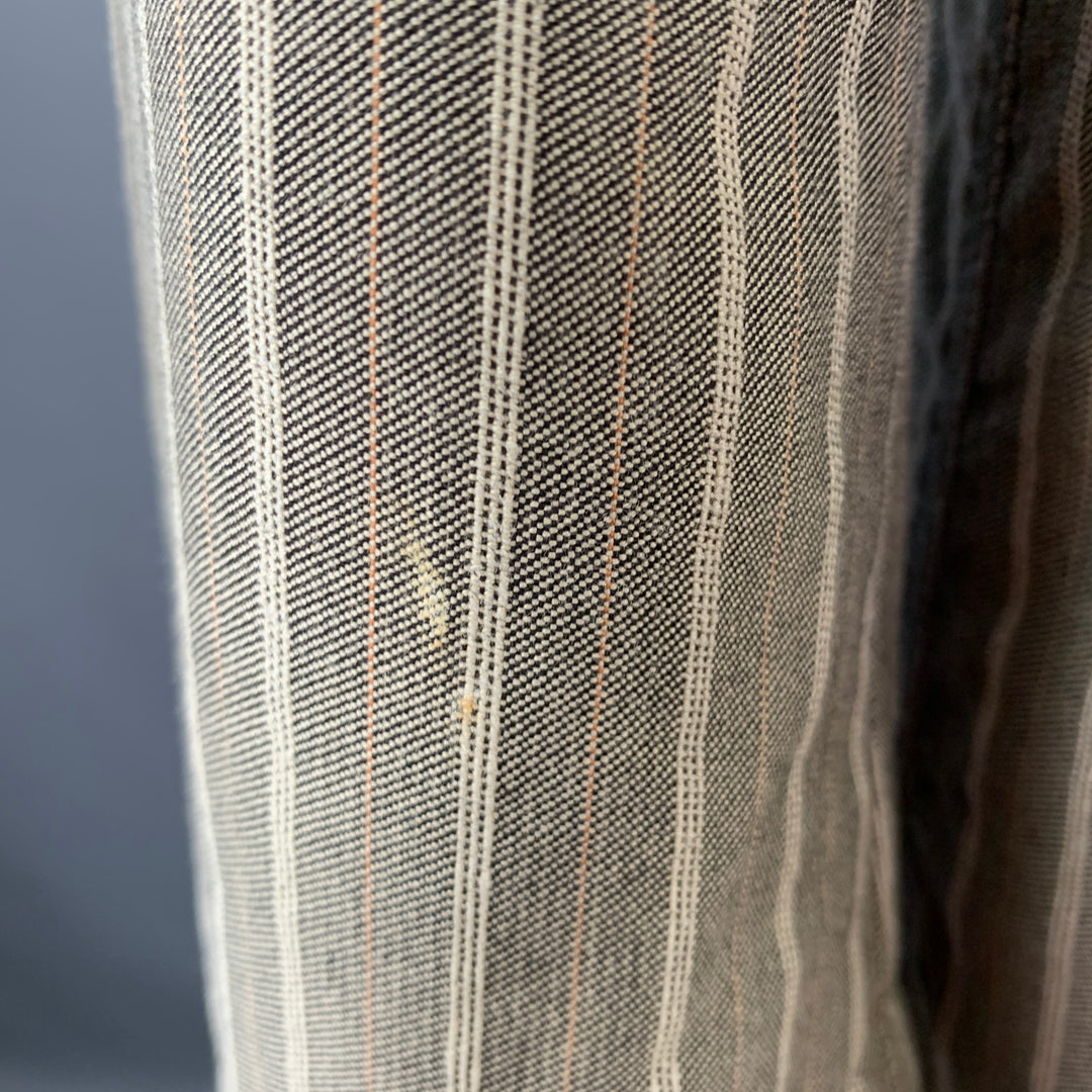 VESTIMENTA Size 42 Taupe White Stripe Cotton Notch Lapel Sport Coat