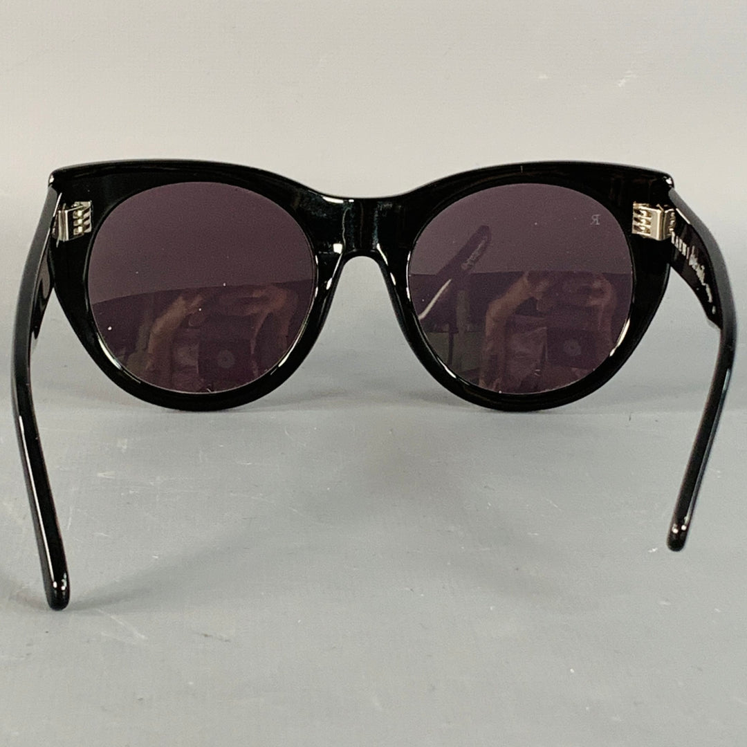 RAEN Durante Black Acetate Round Cat Eye Polarized Sunglasses