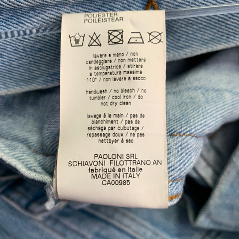 MSGM Size 40 Light Blue Distressed Denim Trucker Jacket