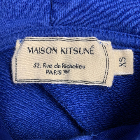 MAISON KITSUNE Size XS Blue Orange Logo Cotton Hooded Sweatshirt