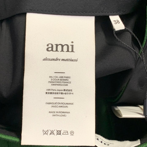 Pantalon habillé droit en sergé de laine vert, taille 28, à braguette zippée, AMI par ALEXANDRE MATTIUSSI