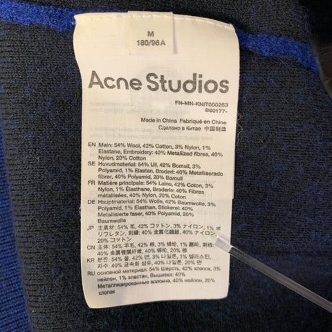 ACNE Size M Blue Wool Cotton Pull On Sweater