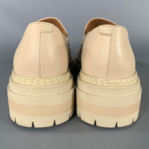 BOBBIES Size 8 Beige Leather 659164 Platform Flats