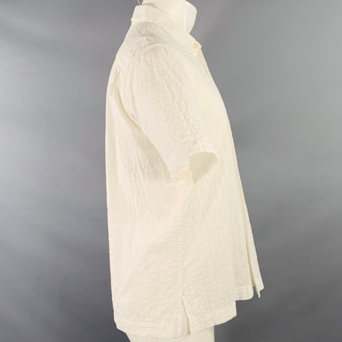 ISSEY MIYAKE Size S White Wrinkled Cotton Patch Pocket Short Sleeve Shirt