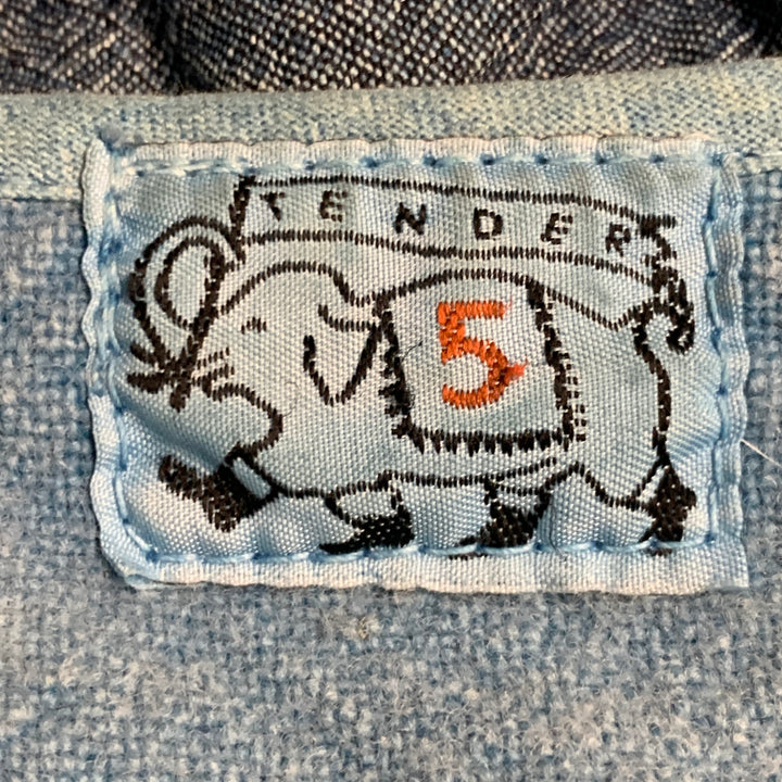 TENDER Size XXL Blue Indigo Patchwork Cotton Wool Jacket