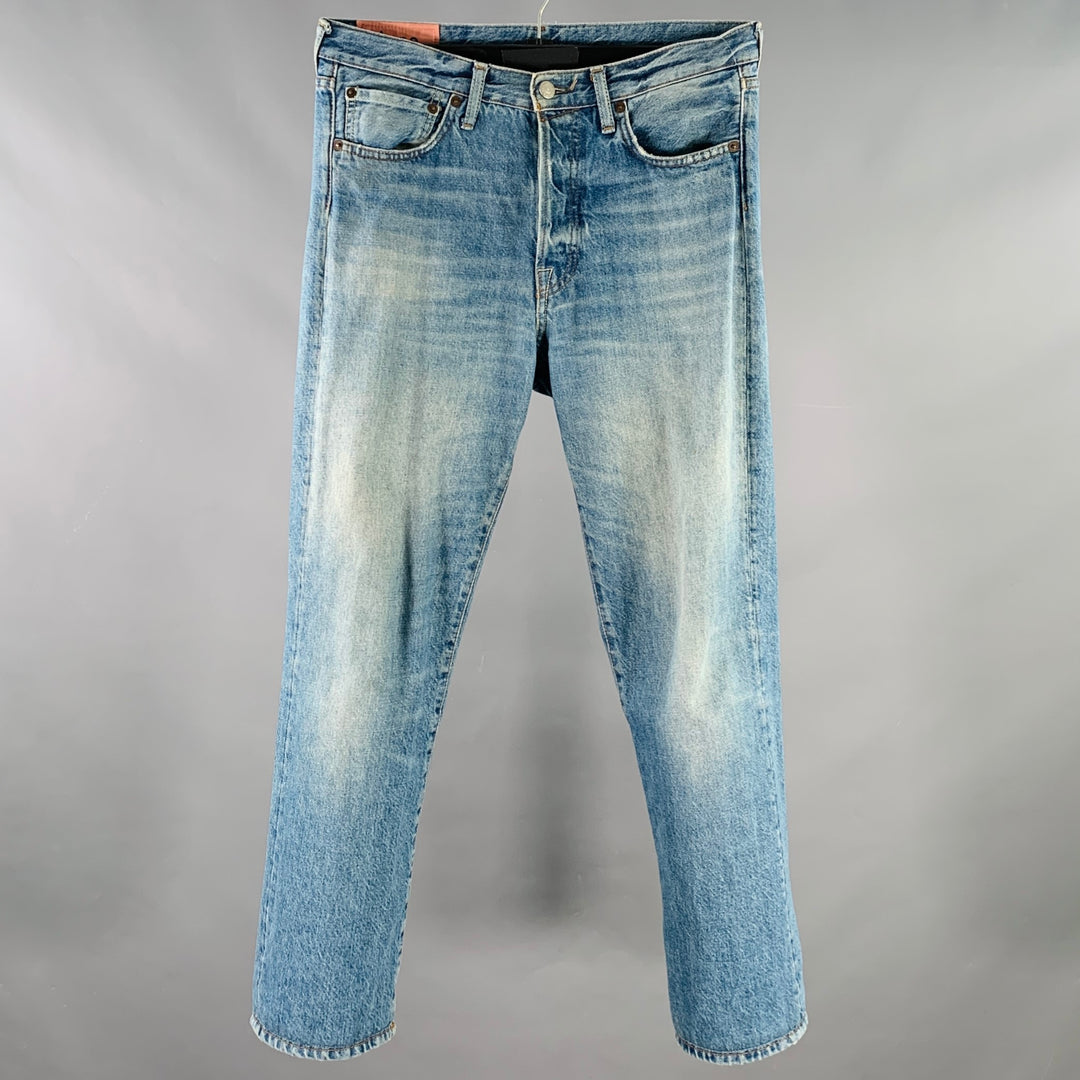 ACNE STUDIOS FW18 Size 30 1996 Trash Blue Cotton Straight Distressed Jeans
