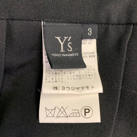 Y's by YOHJI YAMAMOTO Size L Black Wool Pleated Wrap Around Skirt