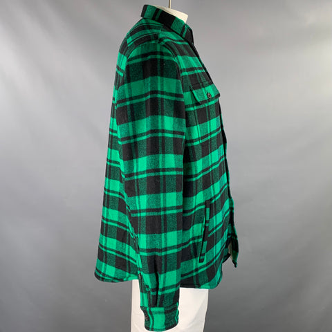 POLO by RALPH LAUREN Size XL Green Black Plaid Wool Nylon Shirt Jacket Jacket