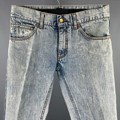 DOLCE & GABBANA Size 32 Blue White Acid Wash Cotton Slim Jeans