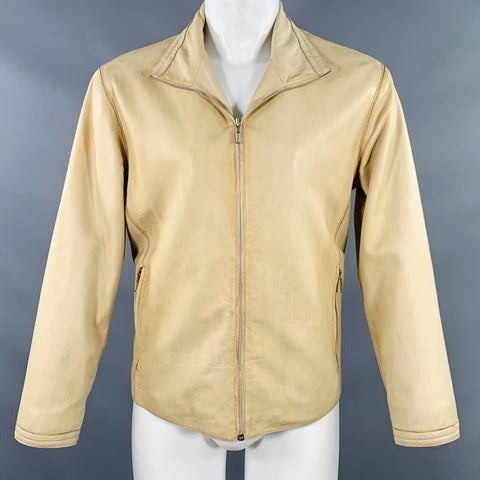 BOD & CHRISTENSEN Size 38 Yellow Leather Zip Up Jacket