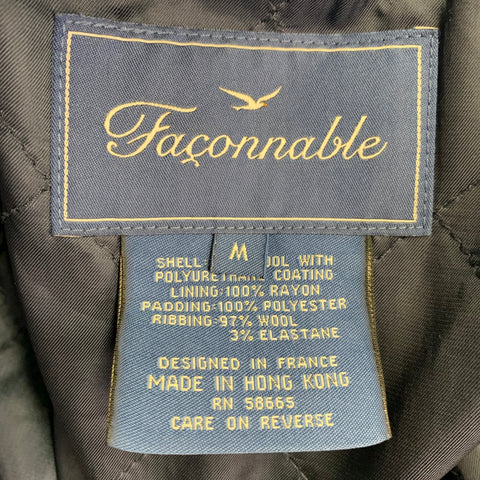 FACONNABLE Size M Navy Wool Bomber Zip Buttons Jacket