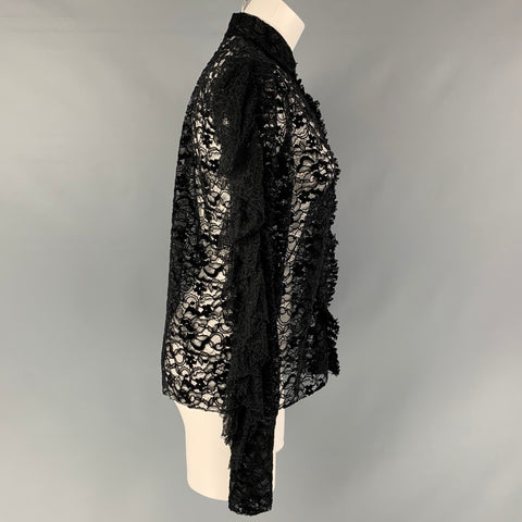 ANAIS JOURDEN Camisa con botones de encaje de poliéster negro talla 2