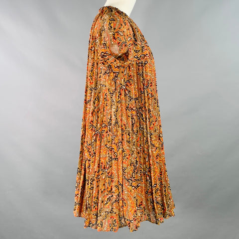 MICHAEL by MICHAEL KORS Size XS Orange Black Polyester Accordion Pleated Cocktail Dress