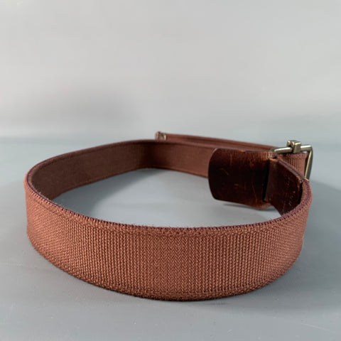 MARNI Size 34 Brown Leather Cotton Belt