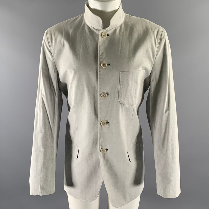 SHANGHAI TANG Size L Grey Cotton Nehru Collar Jacket