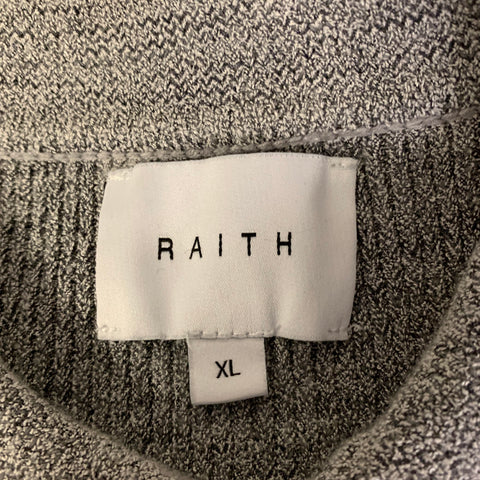 RAITH Size XL Grey Marled Acrylic Blend Buttoned Polo