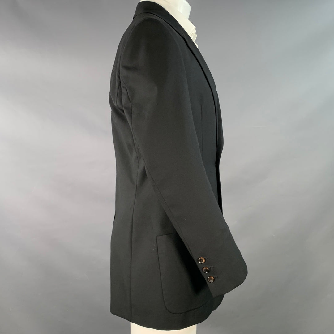 JOHN GALLIANO Size 40 Black Rhinestone Skull Virgin Wool Sport Coat
