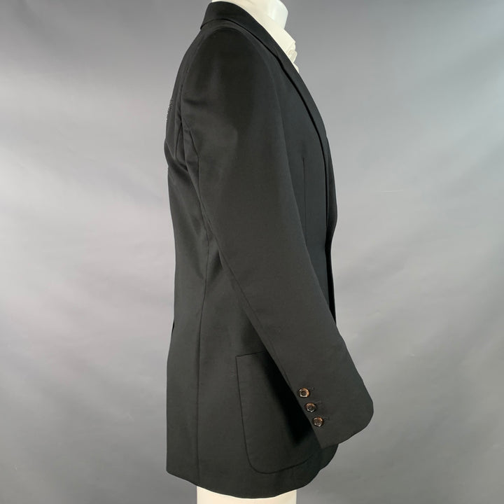 JOHN GALLIANO Size 40 Black Rhinestone Skull Virgin Wool Sport Coat