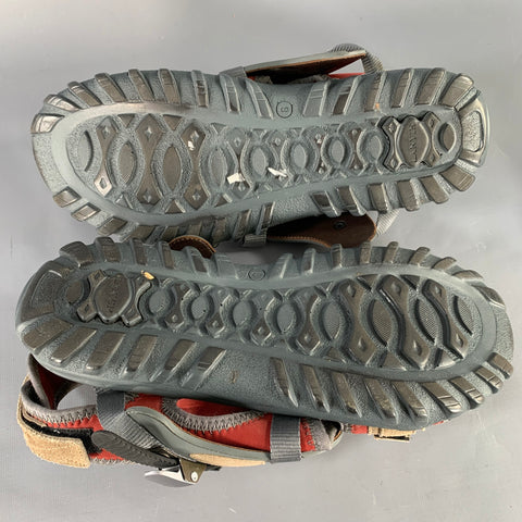 LANVIN Size 8 Beige Red Neoprene Hook Loop Closure Sandals