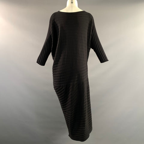 ISSEY MIYAKE Size M Black Cotton  Polyester Ribbed Maxi Long Dress
