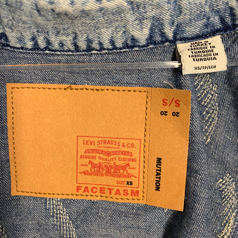LEVI STRAUSS x FACETASM SS20 Size XS Mutation Blue Cotton Distressed Western Shirt