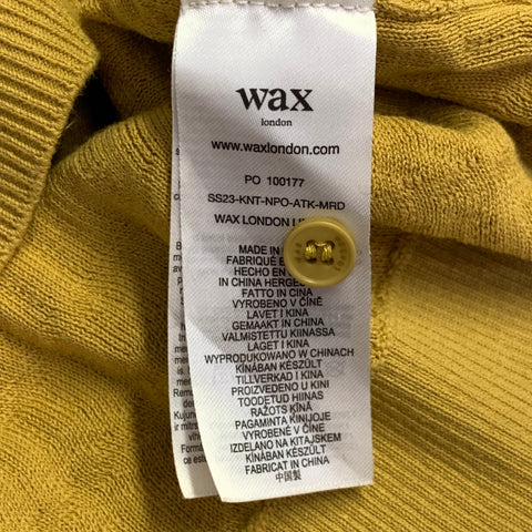 WAX SS23 Size XL Yellow Mustard Textured Cotton Half Placket Polo