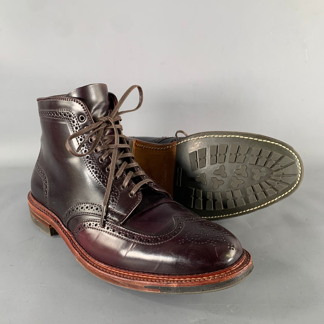 ALDEN Size 11.5 Burgundy Wingtip Leather Ankle Boots