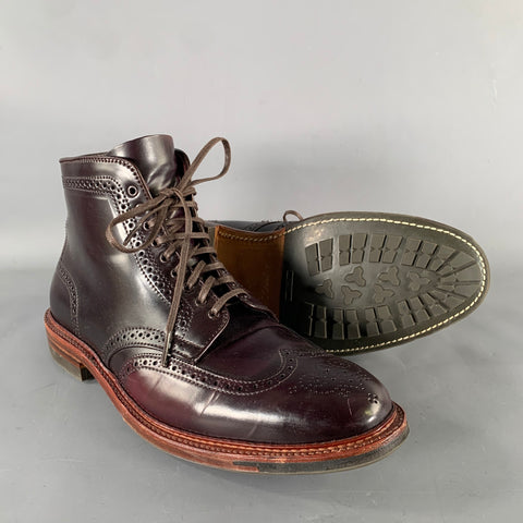 ALDEN Size 11.5 Burgundy Wingtip Leather Ankle Boots
