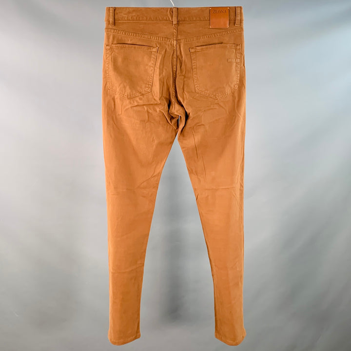 ERMENEGILDO ZEGNA Size 30 Brown Cotton Blend Slim Fit Jean Cut Casual Pants