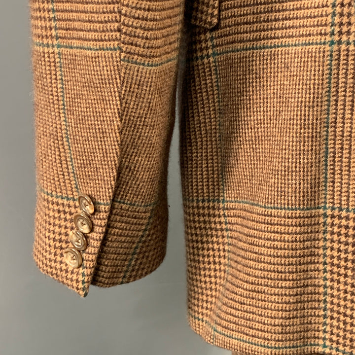 POLO by RALPH LAUREN Size 42 Long Brown Green Houndstooth Notch Lapel Suit